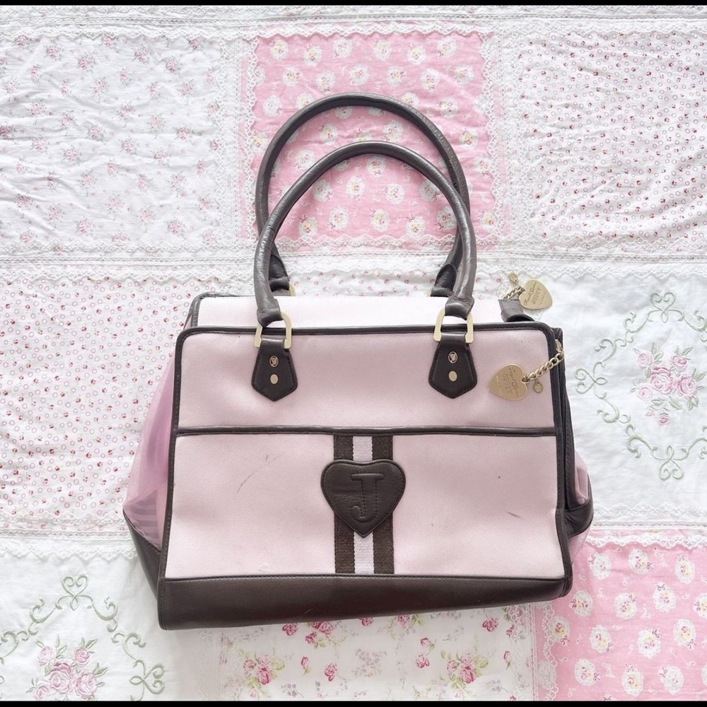 Vintage Juicy Couture Pink and Brown Dog Carrier